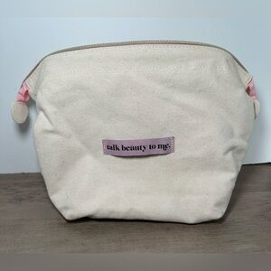 Benefit Cosmetics Zipper Pouch “Talk Beauty To Me” Makeup Bag‎ W/Internal Frame.